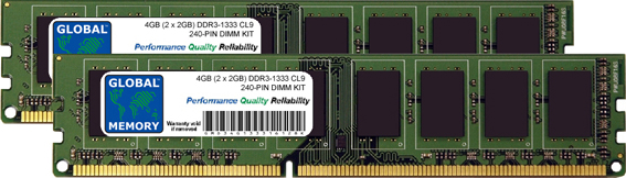 4GB (2 x 2GB) DDR3 1333MHz PC3-10600 240-PIN DIMM MEMORY RAM KIT FOR PACKARD BELL DESKTOPS